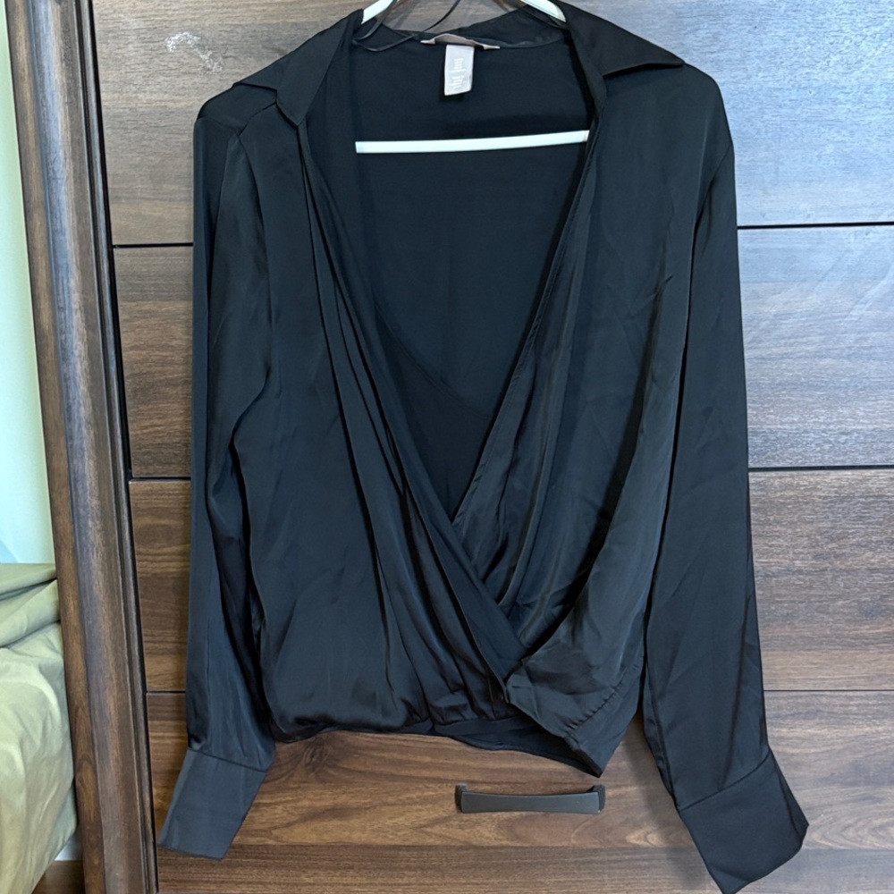 H&M Black Wrap Blouse for Women